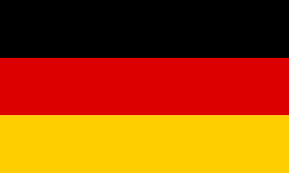 A flag with three horizontal stripes of black, red and gold