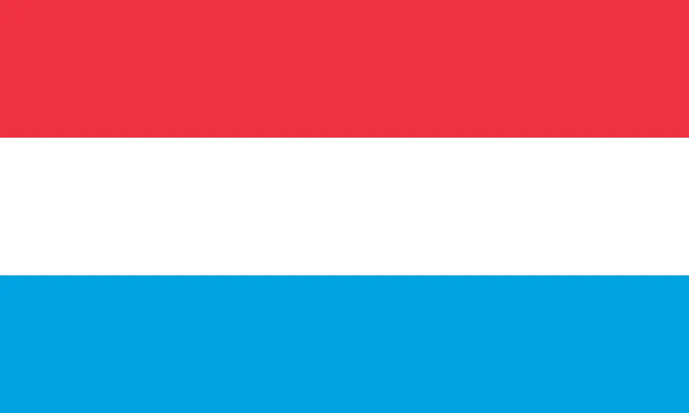 A flag with three horizontal stripes of red, white and light blue