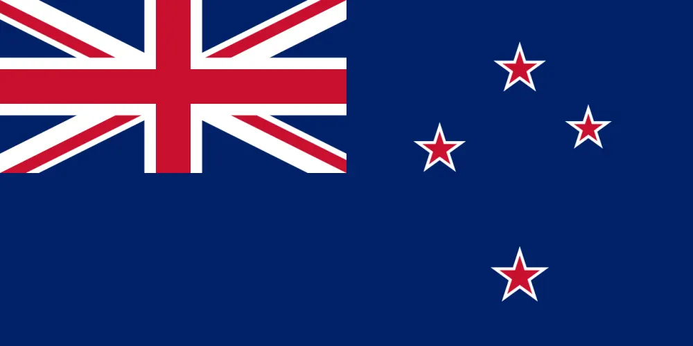 A dark blue flag with a Union Jack in the corner and four red stars outlined in white